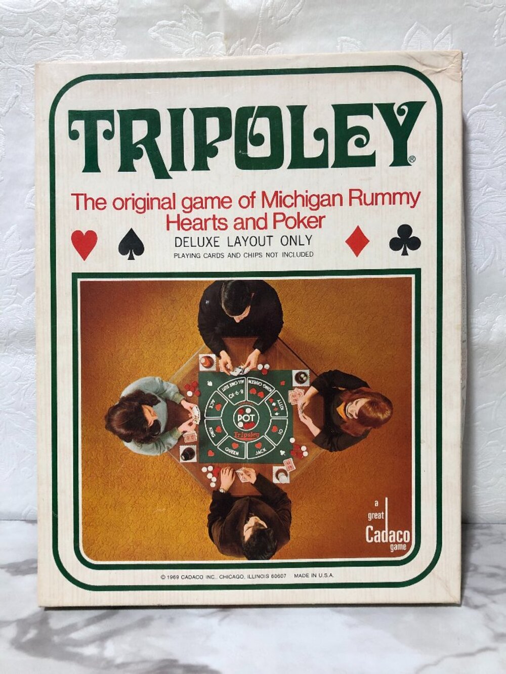 Vintage 1969 Cadaco Tripoley Deluxe Edition #111 Michigan Rummy Poker Mat Only